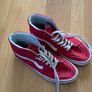 Vans Old Skool High Top Sneakers, Red, Women’s size 8, Men’s size 6.5